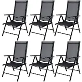 Casaria Gartenstühle 6er Set Hochlehner Klappbar 8-Fach Verstellbar Camping Stuhl Aluminium Wetterfest Klappstuhl 120kg Belastbarkeit Garten Balkon