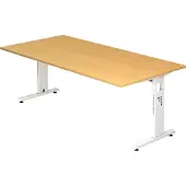 Hjh OFFICE PRO MEGA 2E W - 200 x 100 höhenverstellbar Buche/Weiß