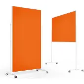 MAGNETOPLAN mobile Moderationstafel VarioPin White, Hoch-/Querformat, 2-seitig nutzbar, B 1000 x H 1800 mm, Filz/Aluminium, orange/weiß