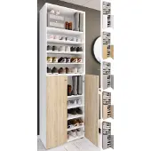 VCM Schuhschrank "XL Holz Großer Schuhschrank Schuhkommode Lona 10", braun (weiß, sonoma, eiche), B:70cm T:40cm, Obermaterial: 100% Holz Wood., Schränke, Schuhschrank