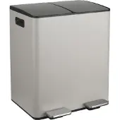 Spirella Mülleimer Mülltrennsystem Mülltrennung mit Deckel 40 L (2x20 Liter) mit Inneneimer große Abfallbehälter Abfalleimer Treteimer Edelstahl Taupe