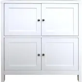 HTI Hayet Kommode Landhausstil Weiß 80x80x35 cm mit 4 Türen und dekorativem Kreuz