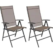 Mojawo 2er Garten Klappstuhl Gartenstuhl Textilen Anthrazit Schokobraun 7 Pos