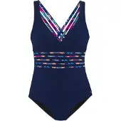 LASCANA Badeanzug "Exotic", Damen, Gr. 38, Cup C, blau (navy), Recycling-Polyamid, unifarben, Badeanzüge Badeanzug, mit modisch überkreuzten Trägern