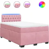 vidaXL Boxspringbett mit Matratze Rosa 120x200 cm Samt