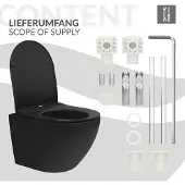 LuxeBath Spülrandloses Wand Hänge-WC, Schwarz, kurz, Tornadospülung