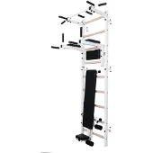 BenchK Sprossenwand 723W, 67 cm breit, 2,40 m hoch, mit Klimmzugstange PB2W, Dipbarren DB1W und Bank B1W