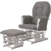Mendler Relaxsessel MCW-C76, Schaukelstuhl Sessel Schwingstuhl + Hocker Stoff Bouclé 480g/m² grau Gestell weiß