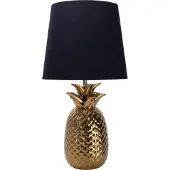 Näve Tischleuchten - Keramik-Tischleuchte "ANANAS" schwarz-gold, Tischlampe im Klassik Stil, aus Keramik in gold, 45 cm hoch, Ø 23 cm, E14-Fassung – Schnurschalter