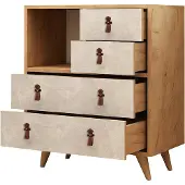 Skye Decor , Witlof- WitlofMDD, Eichenfarbig,,Weiß, Kommoden, 88,6x70x40 cm, 100% Melaminbeschichtete Partikelplatte