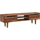 Wohnling Lowboard Sheesham Massivholz 145x43x35 cm TV-Kommode mit zwei Türen TV-Schrank Hoch Fernsehtisch Fernsehschrank Modern Fernsehkommode