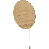 Licht-Erlebnisse Wandleuchte Holz Hell Eiche Braun Schirm Rund Zugpendel G9 Natürlich Wandlampe Schlafzimmer Flur