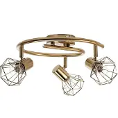 Licht-Erlebnisse Deckenstrahler 3 flammig Metall Retro in Messing Deckenlampe Wohnzimmer Küche