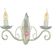 Licht-Erlebnisse Wandlampe Floral "Luce" Weiß Rosa Metall Glas 2-flammig Wandleuchte Wohnzimmer Schlafzimmer Flur