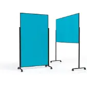 MAGNETOPLAN mobile Moderationstafel VarioPin Black, Hoch-/Querformat, 2-seitig nutzbar, B 1000 x H 1800 mm, Filz/Aluminium, türkis/schwarz