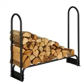 Relaxdays Kaminholzregal, HxBxT: 90x110x29 cm, Holzlege innen & außen, Scheite ab 25 cm, Brennholzregal, Metall, schwarz
