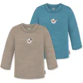 Normani 2er Pack Baby Merino Longsleeve „Taupo" - 9473