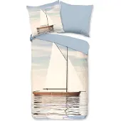 TRAUMSCHLAF Bettwäsche Segelboot blau 155x220 cm + 80x80 cm