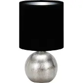 Licht-Erlebnisse Nachttischlampe Keramik Stoff 29,5 cm in Silber Schwarz E14 rund Modern Keramikleuchte
