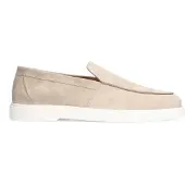 Manfield Beigefarbene Veloursleder-Loafer | Größe 43