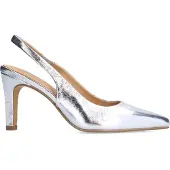 Manfield Silberfarbene Slingbackpumps aus Leder | Größe 39