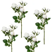 Creativ Green Kunstblume , weiß, H:39cm, Kunststoff, Polyester, Kunstpflanzen, Kunstblume, 4er Set