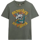 Superdry für Damen. W1011607A Entspanntes T-Shirt mit Neo Trad Tattoo-Motiv grün (XXS), Lässig, Baumwolle, Kurzarm