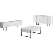 Skye Decor , Luxe - White, Silver, Wohnzimmermöbel-Set, Weiß, 100 % MELAMINBESCHICHTETE SPANPLATTEN, 180 x 30 x 50 cm
