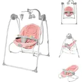 Lorelli Babywippe elektrisch Tango 2 in 1, Fernbedienung, MP3, Timer, Mobile rosa pink