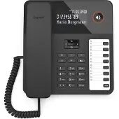 Gigaset DESK 600, Analoges Telefon, Kabelgebundenes Mobilteil, 100 Eintragungen, Anrufer-Identifikation, Schwarz