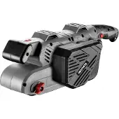 Graphite Bandschleifmaschine 900W, endloses Band 75x533 mm, Schleifbandvorschub 200-400 m/min, aktive Schleiffläche 75 x 135 mm, 3,4 kg, Staubbehälter, Griff für stationären Einsatz, 2 Klemmen