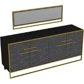 Skye Decor , Polka Aynali- Black, Konsole, Gold, 100 % MELAMINBESCHICHTETE SPANPLATTEN, 179,9 x 47,3 x 75 cm