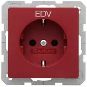 Berker Steckdose SCHUKO mit Aufdruck Q.1/Q.3 rot, samt, Typ F, Rot, Duroplast, IP20, 250 V, 16 A