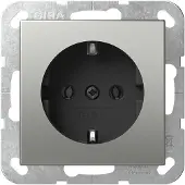 Gira SCHUKO-Steckd. o.Kr. System 55 Edelstahl 4466600