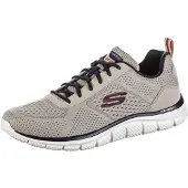SKECHERS Herren Low Sneaker TRACK LESHUR Taupe Synthetik Textil waschbar Größe: 45