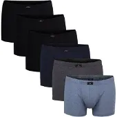 Götzburg Boxershorts GÖTZBURG "Boxershort 6er Pack", Herren, Gr. L, bunt (schwarz, blau, grau), Obermaterial: 95% Baumwolle CO. 5% Elasthan EL., Unterhosen Boxershorts