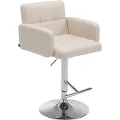 CLP Barhocker Los Angeles, Stoff höhenverstellbar und drehbar | Farbe creme Gestell Farbe chrom
