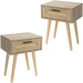 ML-Design 2Er Set Nachttisch mit 1 Schublade 40x50,5x30 cm Eiche Optik