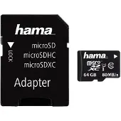 Hama microSDXC 64GB, 64 GB, MicroSDXC, Klasse 10, UHS-I, 80 MB/s, Schwarz