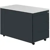 Mauser Schüberollcontainer, 579x800mm, Kunststoffpl., 3 Schübe, anthrazit/lichtgrau