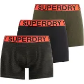 Superdry für Herren. M3110452B 3er-Pack Boxershorts Text schwarz, grün (S), Heimtextilien, Baumwolle