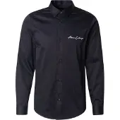 Armani Exchange für Herren. XM001224AF10192UB101 Marineblaues Stretch-Hemd (M), Lässig, Baumwolle, Klassisch, Langarm