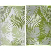 Esschert Design Gartenteppich Blätter 150x240cm, Draußen, Teppich, Grün, Weiß, Abbildung, Blumig, Rechteck