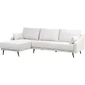 Beliani 3-Sitzer Ecksofa Cremeweiß Stoffbezug L-Förmig mit Chaiselongue Rechtsseitg mit Schmalen Armlehnen Tiefer Sitzfläche Skandi Wohnzimmer