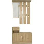 HTI Garderobe Thekla, Garderobenpaneel mit Spiegel (90x116x22cm) und Schrank (90x75x24cm)