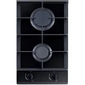 MPM Eingebautes Gaskochfeld mit 2 Kochzonen aus Glas, 510x295 mm, Modell -30-GMH-20