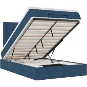 vidaXL Ottoman-Bett mit Matratze & LEDs Blau 120x200 cm Stoff