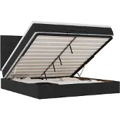 vidaXL Ottoman-Bett mit Matratze & LEDs Schwarz 160x200 cm Stoff