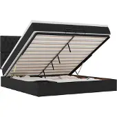 vidaXL Ottoman-Bett mit Matratzen & LEDs Schwarz 200x200 cm Stoff