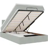 vidaXL Ottoman-Bett mit Matratze & LEDs Hellgrau 120x200 cm Samt